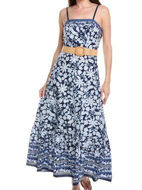 Taylor Belted Drop Waist Square Neck Floral Dress Size 8